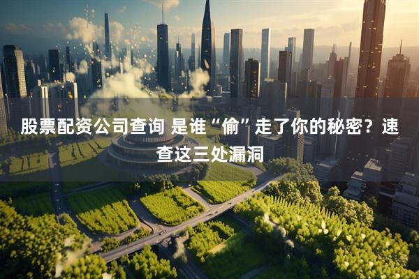 股票配资公司查询 是谁“偷”走了你的秘密？速查这三处漏洞